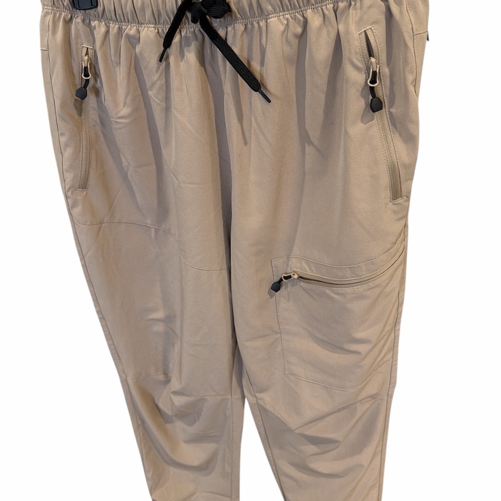 Baleaf Beige Drawstring Cargo Pants with Zip Pockets